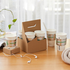 Disposable Corrugated Cup Holders, Takeaway Coffee & Bubble Tea Carriers, Single/Double Hole Kraft Paper Cup Trays
