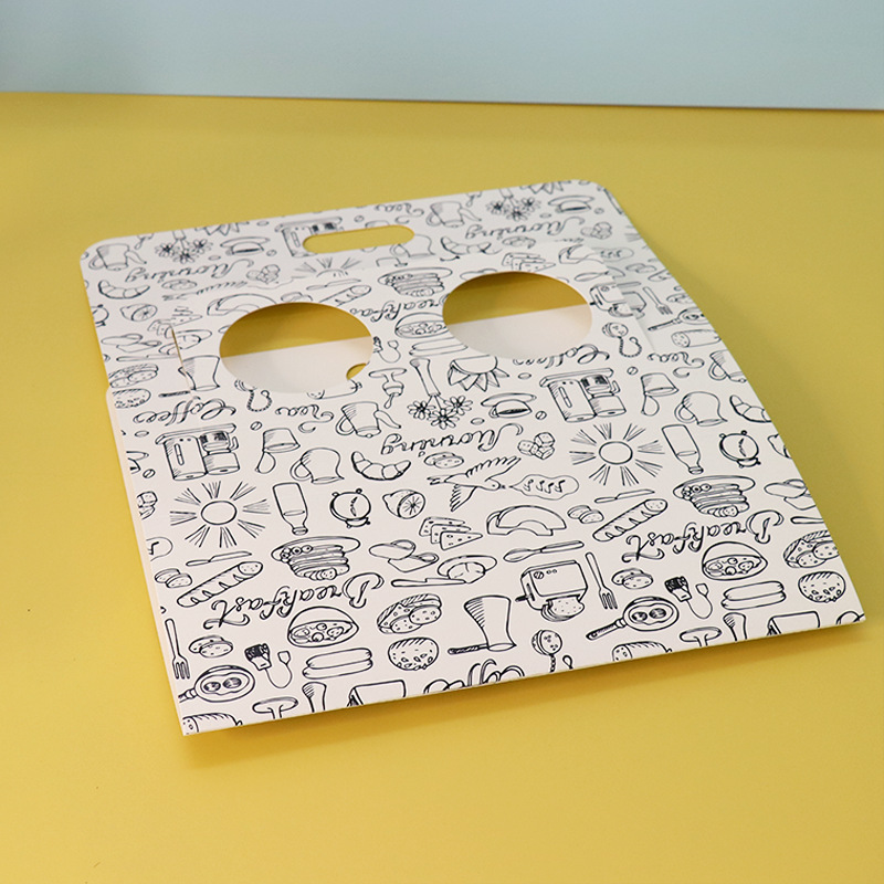 Generic Foldable Paper Cup Holder, Portable White Cardboard Coffee Takeout Trays