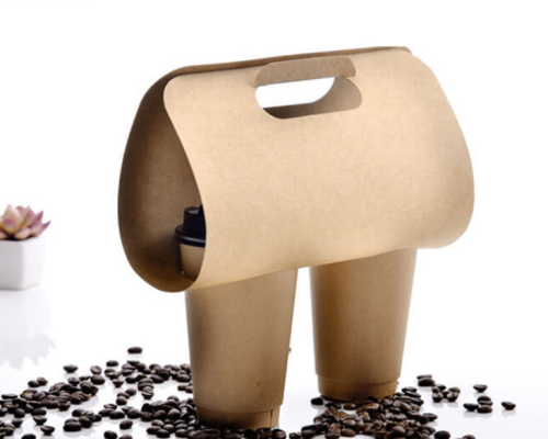 Disposable Paper Cup Holders, Single or Double Hole, White Cardboard &amp; Kraft Paper Takeaway Cup Carriers, Wholesale Beverage Trays