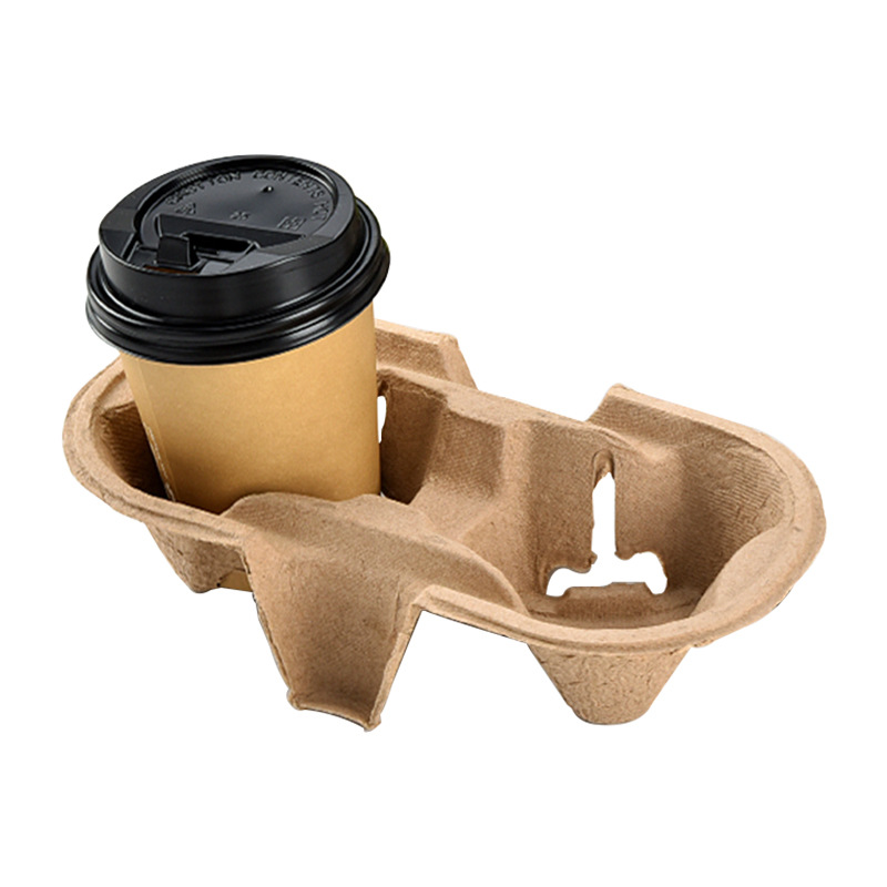Paper Pulp Cup Holder, Separable Hot/Cold Drink Cup Tray, Coffee Takeaway Cup Carrier