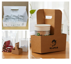 Disposable Corrugated Cup Holders, Takeaway Coffee & Bubble Tea Carriers, Single/Double Hole Kraft Paper Cup Trays