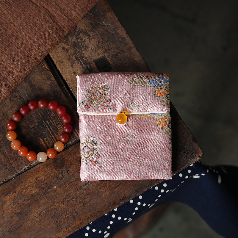 9x10cm Brocade Embroidered Jewelry Packaging Pouch, Gift Bag, Drawstring Bag, Jewelry Storage Bag, Bracelet Bag