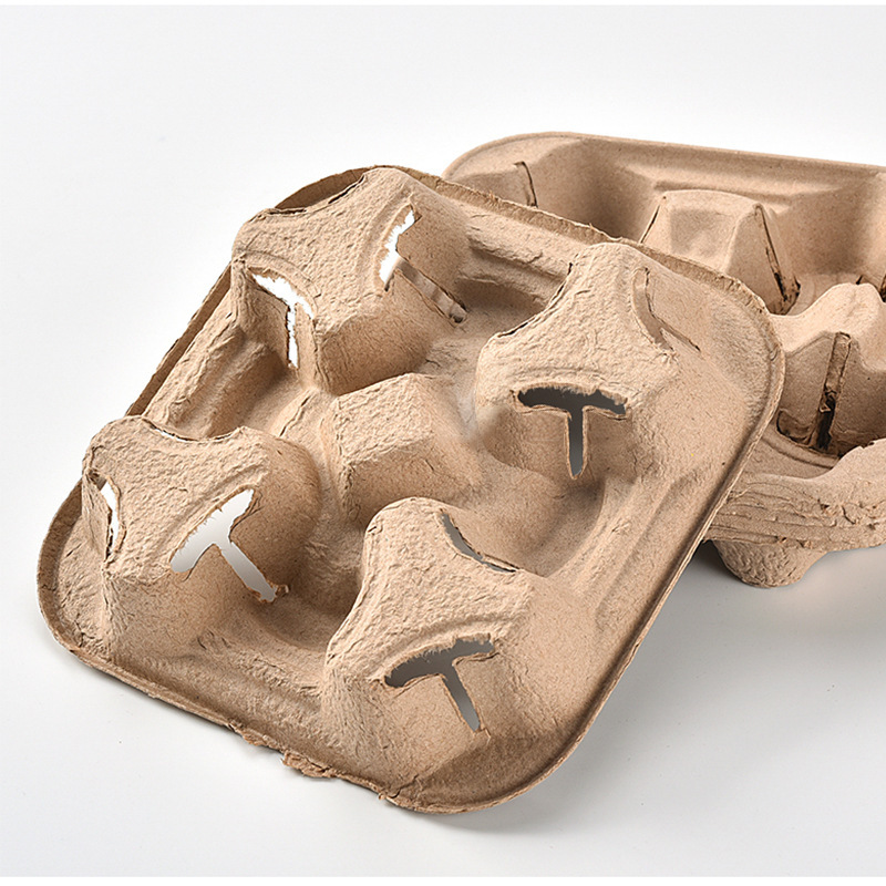 Paper Pulp Cup Holder, Separable Hot/Cold Drink Cup Tray, Coffee Takeaway Cup Carrier