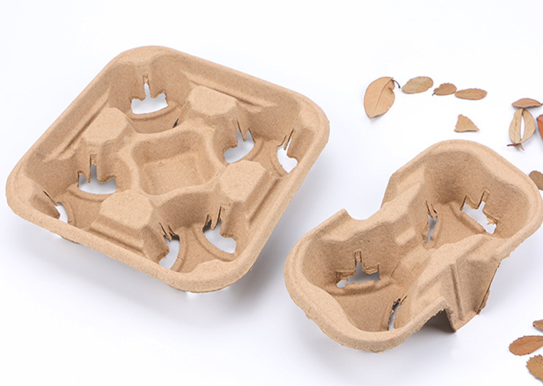 Paper Pulp Cup Holder, Separable Hot/Cold Drink Cup Tray, Coffee Takeaway Cup Carrier