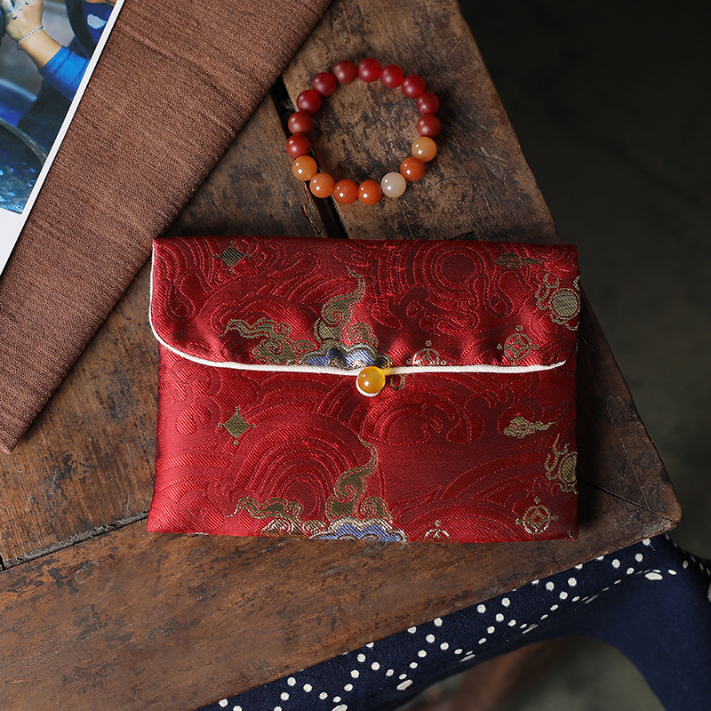 9x10cm Brocade Embroidered Jewelry Packaging Pouch, Gift Bag, Drawstring Bag, Jewelry Storage Bag, Bracelet Bag