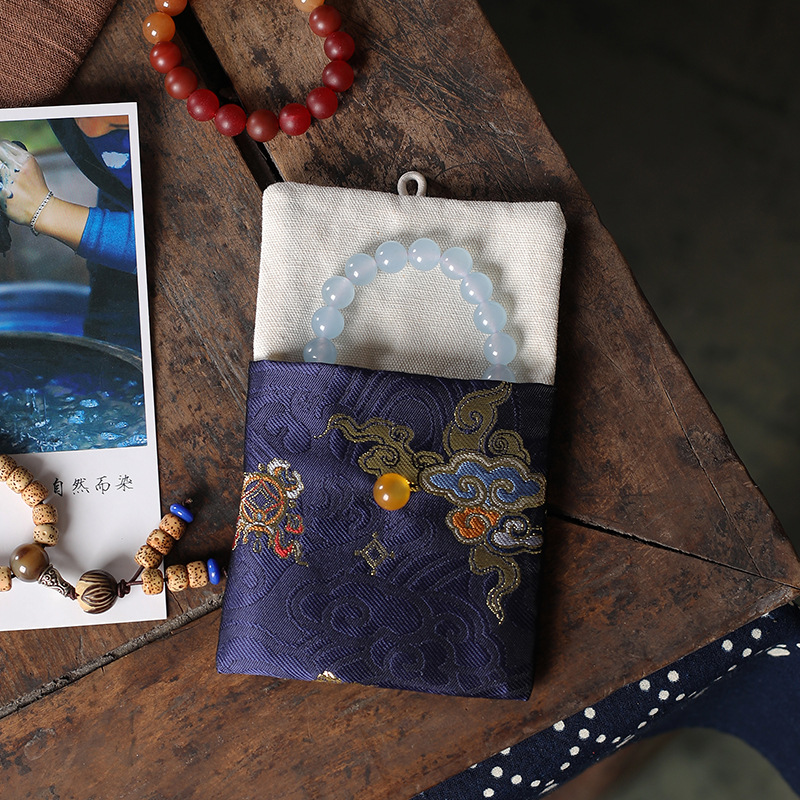9x10cm Brocade Embroidered Jewelry Packaging Pouch, Gift Bag, Drawstring Bag, Jewelry Storage Bag, Bracelet Bag