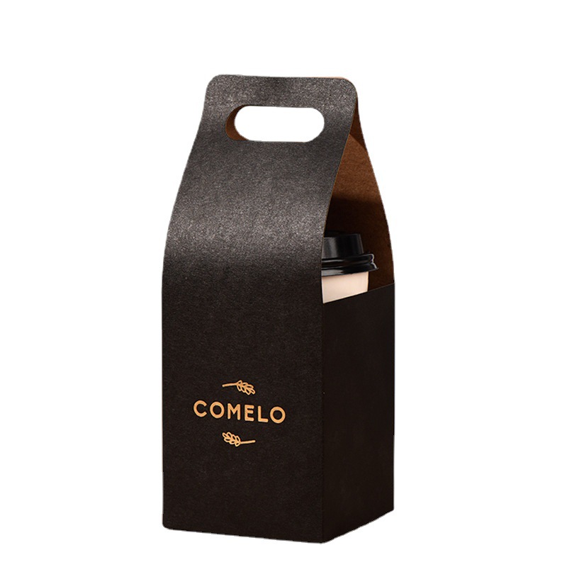 Disposable Paper Cup Holders for Coffee, Bubble Tea & Beverages, Portable Takeaway Carriers, Kraft Cardboard Cup Trays