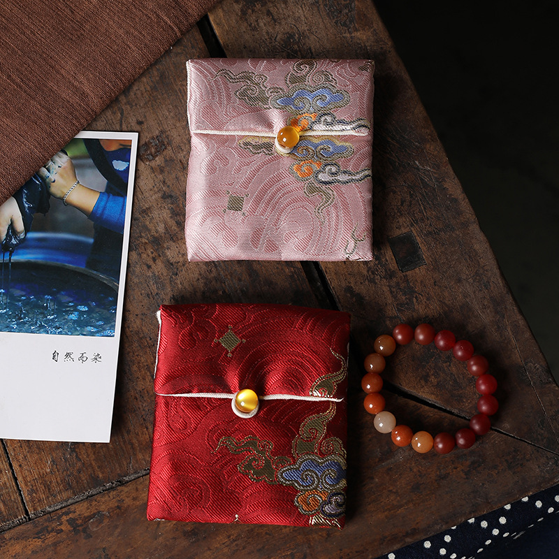 9x10cm Brocade Embroidered Jewelry Packaging Pouch, Gift Bag, Drawstring Bag, Jewelry Storage Bag, Bracelet Bag