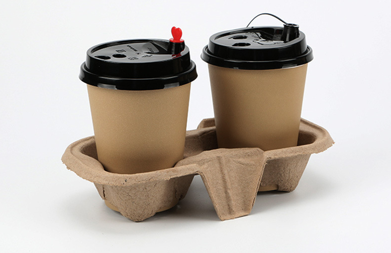 Paper Pulp Cup Holder, Separable Hot/Cold Drink Cup Tray, Coffee Takeaway Cup Carrier