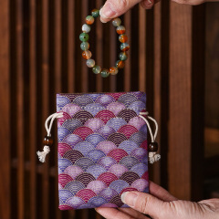 Double-layer cotton and linen jewelry bag, drawstring bag, Buddhist bead bracelet bag, antique storage bag, bracelet and jewelry playing bag