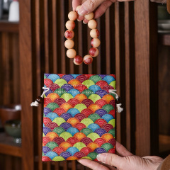 Double-layer cotton and linen jewelry bag, drawstring bag, Buddhist bead bracelet bag, antique storage bag, bracelet and jewelry playing bag