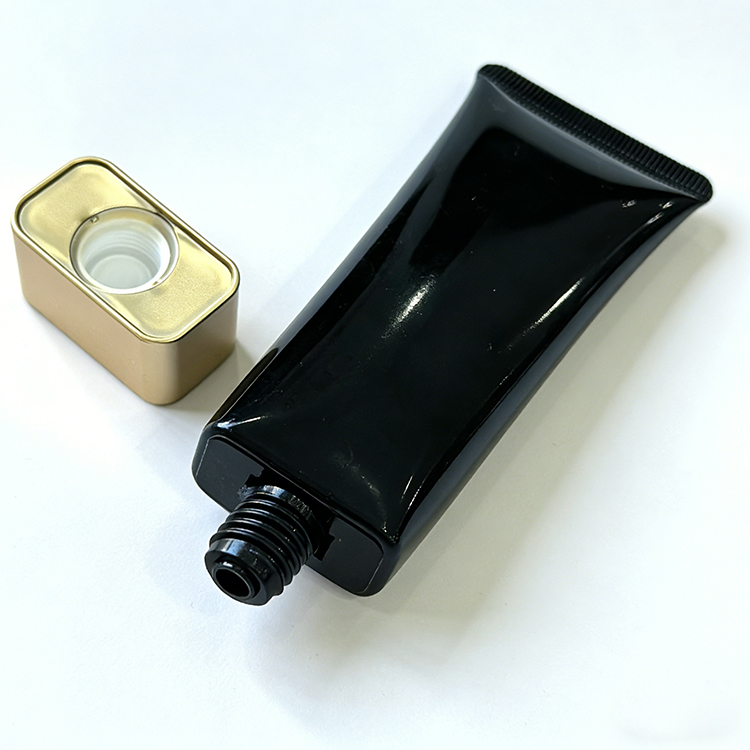 Custom 50ml Black PE Plastic Squeeze Tube with Gold Cap