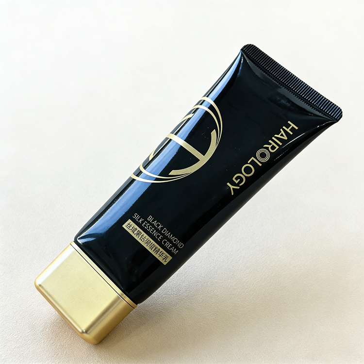 Custom 50ml Black PE Plastic Squeeze Tube with Gold Cap