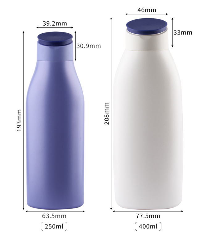 HDPE Plastic Flat Squeeze Bottles with Flip Top Cap 250ml/400ml