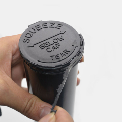 Black Pre Pop Top Roll Child Resistant Plastic Vials