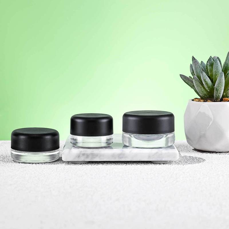 5g 7g 9g Clear Child-Resistant Safety Glass Jars
