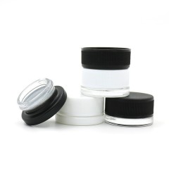 9ml Round Glass Jar with Child-Resistant Cap (Clear/White/Black)