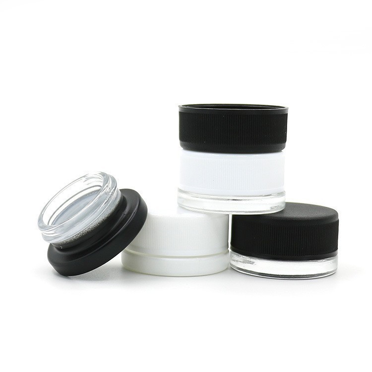 9ml Round Glass Jar with Child-Resistant Cap (Clear/White/Black)