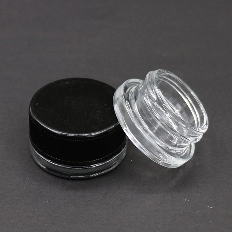 9ml Round Glass Jar with Child-Resistant Cap (Clear/White/Black)