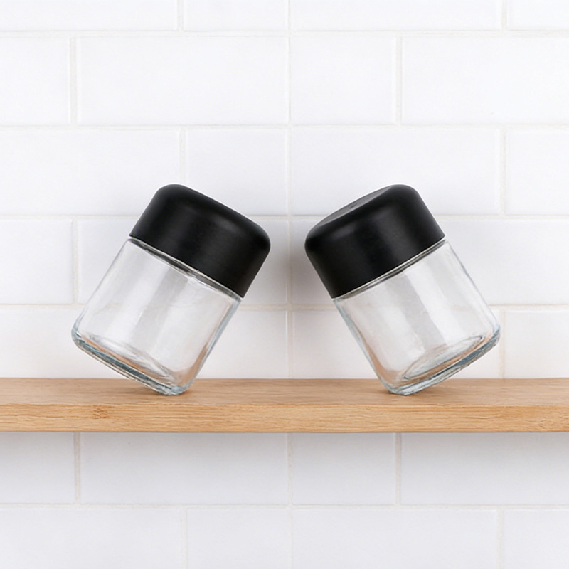 70-180ml Clear Round Glass Jar with Child Resistant Push-and-Turn Lid