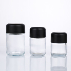 70-180ml Clear Round Glass Jar with Child Resistant Push-and-Turn Lid