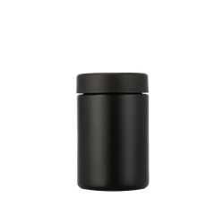 White Black Straight-Sided Round Glass Jars with Child Resistant Caps