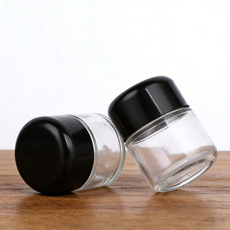 70-180ml Clear Round Glass Jar with Child Resistant Push-and-Turn Lid