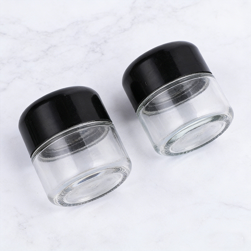 70-180ml Clear Round Glass Jar with Child Resistant Push-and-Turn Lid
