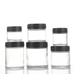 30-300ml Transparent Glass Straight-Sided Round Jar with Child Resistant Push-and-Turn Lid