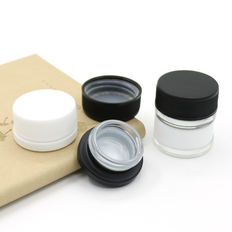 9ml Round Glass Jar with Child-Resistant Cap (Clear/White/Black)