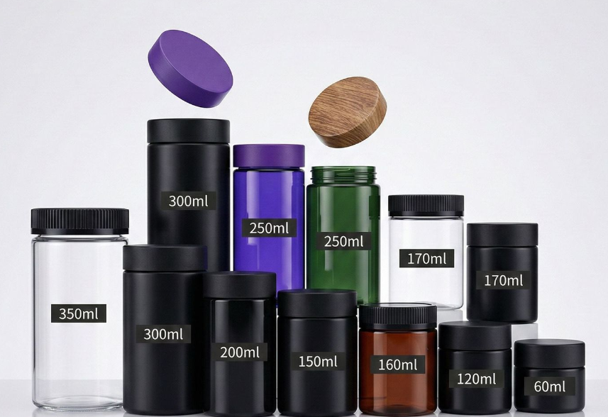 60-350ml Plastic Straight-Sided Round Jar