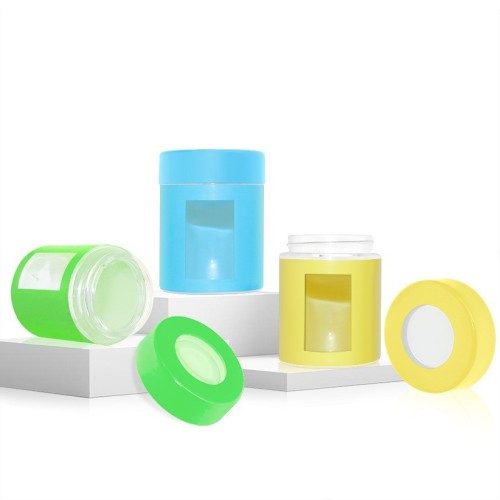 1-4oz Glass Round Jars with Window Design &amp; Child-Resistant Lid