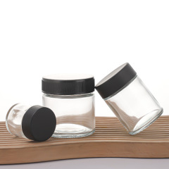 30-300ml Transparent Glass Straight-Sided Round Jar with Child Resistant Push-and-Turn Lid
