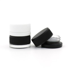 9ml Round Glass Jar with Child-Resistant Cap (Clear/White/Black)