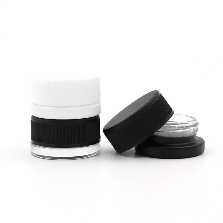 9ml Round Glass Jar with Child-Resistant Cap (Clear/White/Black)