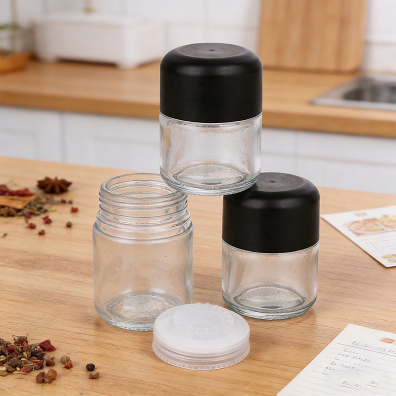 70-180ml Clear Round Glass Jar with Child Resistant Push-and-Turn Lid