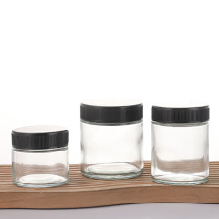30-300ml Transparent Glass Straight-Sided Round Jar with Child Resistant Push-and-Turn Lid