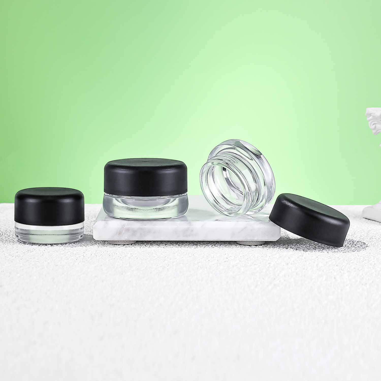 5g 7g 9g Clear Child-Resistant Safety Glass Jars