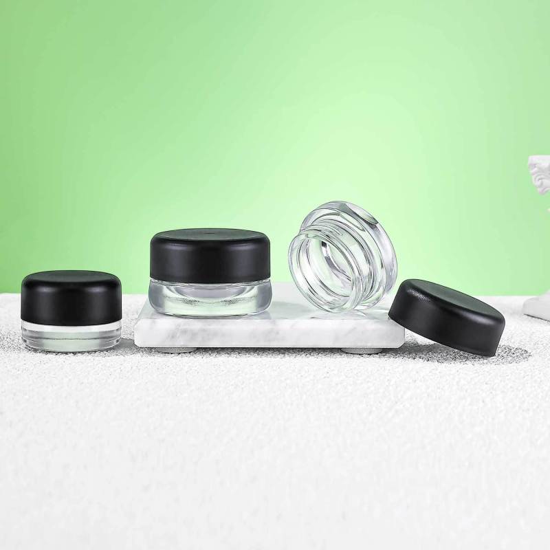 5g 7g 9g Clear Child-Resistant Safety Glass Jars