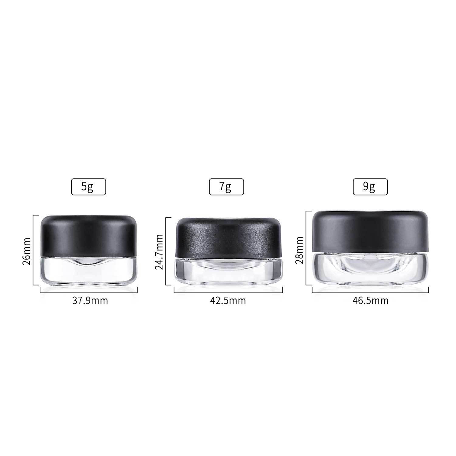 5g 7g 9g Clear Child-Resistant Safety Glass Jars