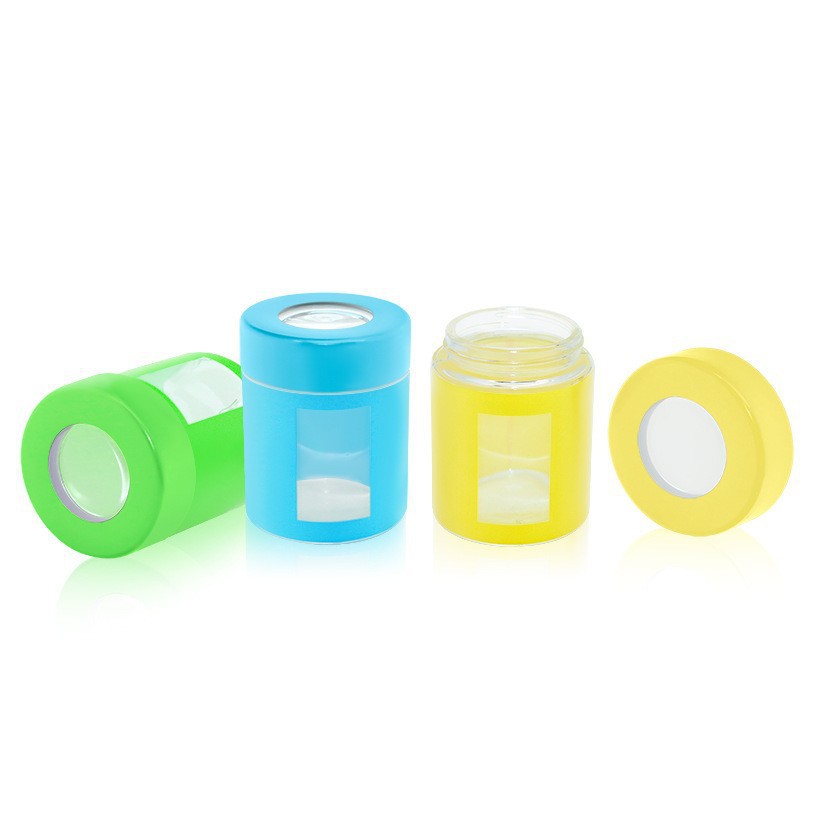 1-4oz Glass Round Jars with Window Design & Child-Resistant Lid