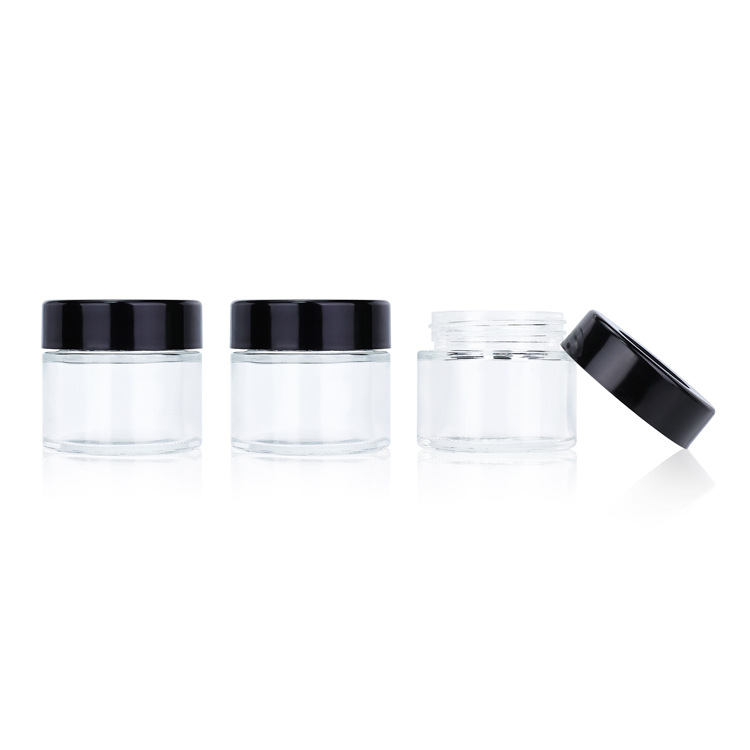 2 oz Clear Glass Round Jar with Child-Resistant Lid