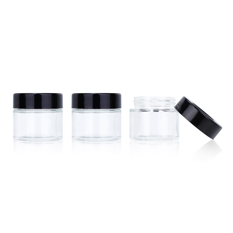 2 oz Clear Glass Round Jar with Child-Resistant Lid