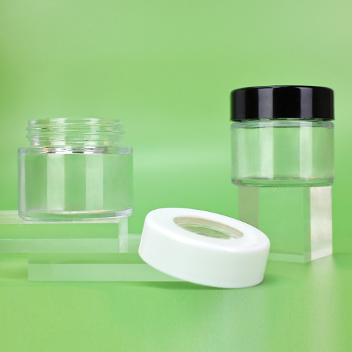 2 oz Clear Glass Round Jar with Child-Resistant Lid