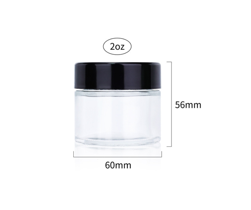 2 oz Clear Glass Round Jar with Child-Resistant Lid