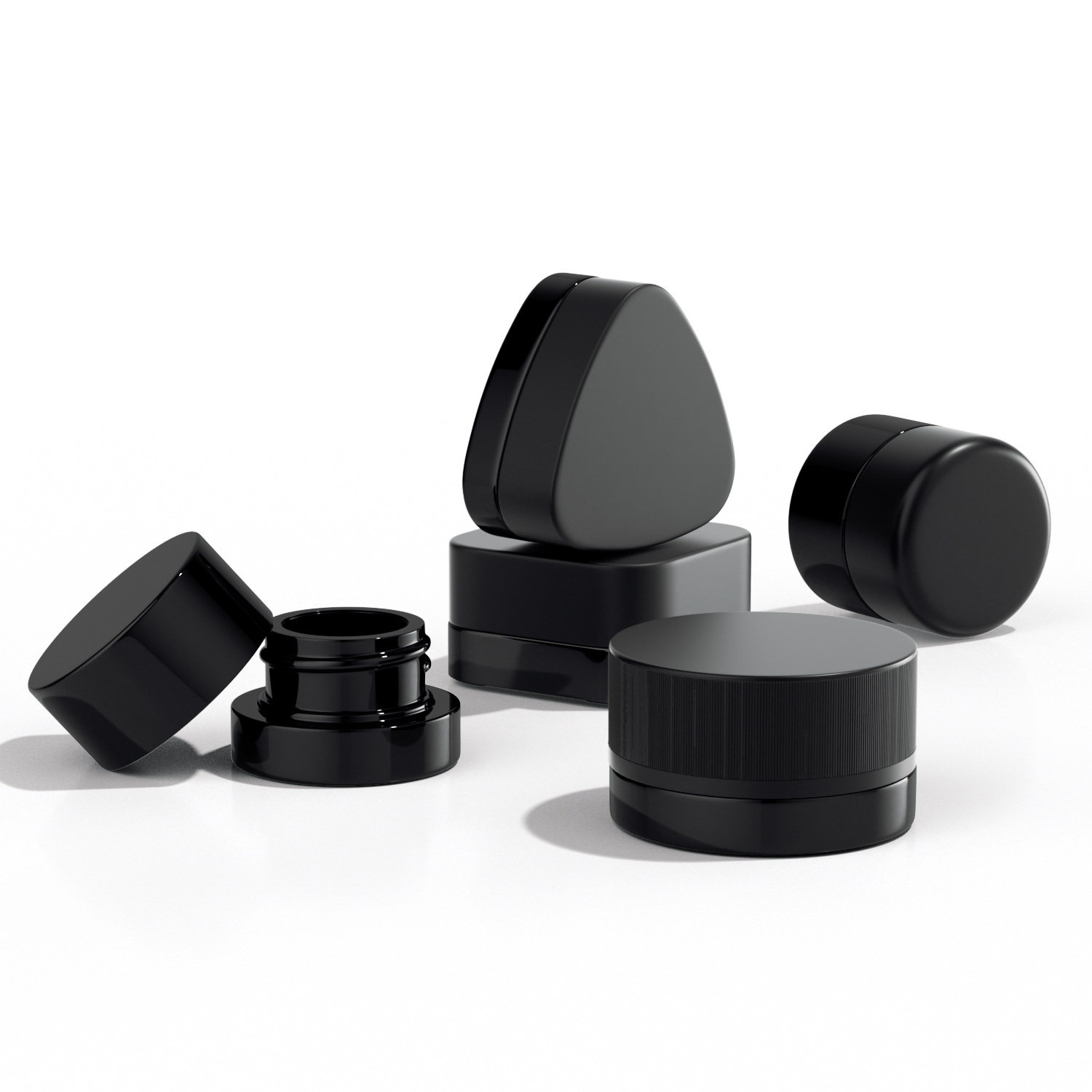 5g 9g Black Glass Jars with Child-Resistant Lids