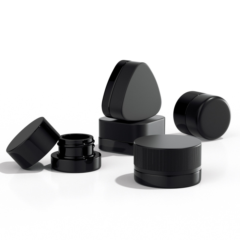 5g 9g Black Glass Jars with Child-Resistant Lids