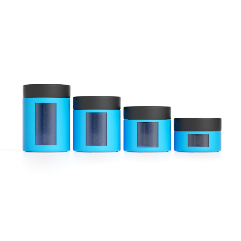 1~4oz Glass Round Jars with Window Design & Child-Resistant Cap