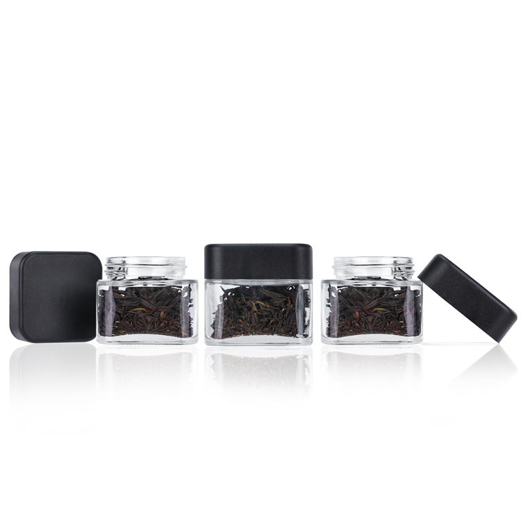 3 oz Glass Square Jar with Child Resistant Lid