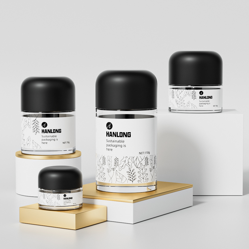 Custom Glass Round Jar with Child-Resistant Lids 5g 50g 70g 110g